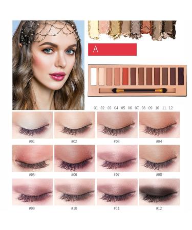 Hegafoo Pro 12-Color Eyeshadow Palette - Matte Shimmer Pigmented Blendable Eye Shadow Kit with Brush Set C - Buy Online on GoSupps.com