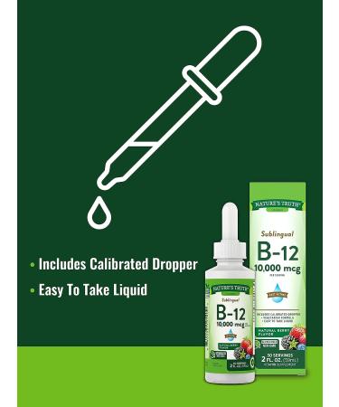 Nature's Truth B12 Sublingual Liquid Drops 10,000 mcg - 2 oz | Fast Acting Vegan Formula - Buy Online on GoSupps.com