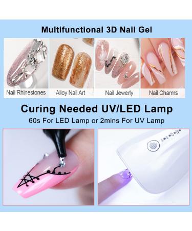 MUSILAN 3D Nail Glue Nail Art Rhinestone Adhesive Gel 30g Rhinestone Glue Curing Requires Extra Strong Adhesive Gel for Nail Tips and Nail Rhinestone Decoration Embossed 3d Nail Styling Decoration - Buy Online on GoSupps.com