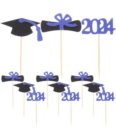 Alipis 12Pcs 2024 party supplies decorations top hat venue setting props cake Cake Picks Insert card paper Party Supplies Grad Party Cupcake Topper wood paper cup