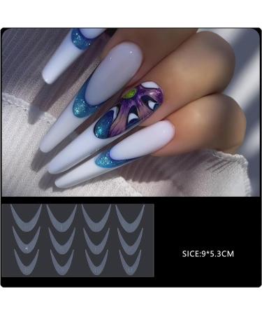 Qiuming 72-Piece French Nail Stencil Stickers | Dual Nail Shape Stickers for DIY French Nails | Perfect Nail Extension & Gel Designs - Buy Online on GoSupps.com