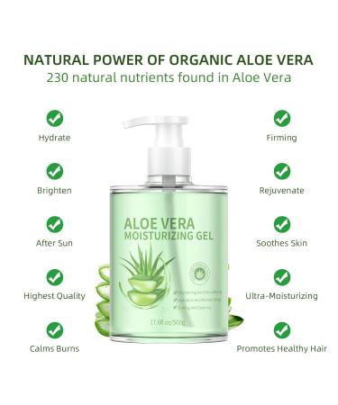 IREV Aloe Vera Gel for Face & Body Natural Aloe Gel For Moisturizing Face Skin Scalp Hair Hydration Hydrating Soothing Calming Moisturizer for Soothing After Sun Care 17.6 fl.oz - Buy Online on GoSupps.com