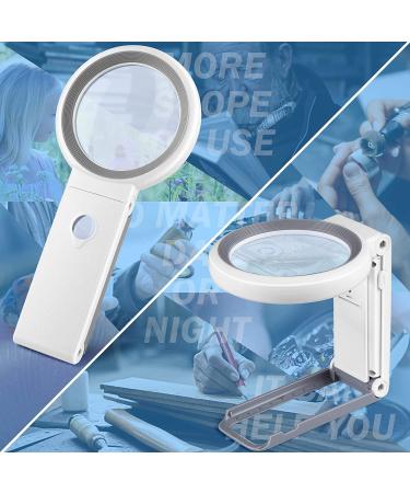 30X 10X Magnifying Glass with Light and Stand  Foldable Handheld Magnifying Glass 18 LED Illuminated Lighted Magnifier for Macular Degeneration  Seniors Reading  Close Work  Coins  Jewelry - Buy Online on GoSupps.com