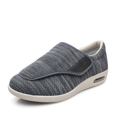 Yytcsjz Mens Diabetic Shoes Edema Slippers Air Cushion Lightweight Walking Shoes Comfort for Elderly Comfy Orthopedic Footwear for Edema Arthritis Fasciitis (Color : Dark Grey Foot Length : 12)