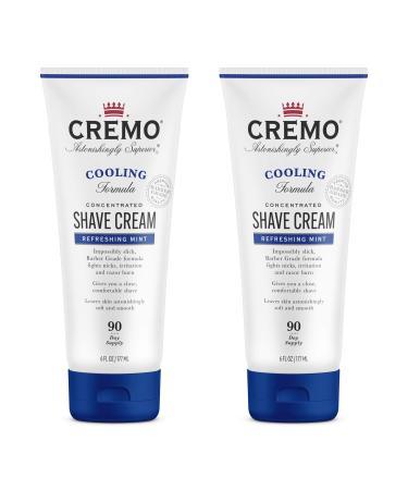Cremo Barber Grade Cooling Shave Cream, Astonishingly Superior Ultra-Slick Shaving Cream Fights Nicks, Cuts and Razor Burn, 6 Oz (2-Pack) Mint