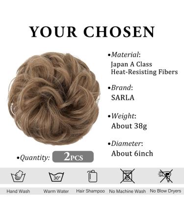 SARLA 2PCS Messy Hair Bun Hair Piece Synthetic Bun Hairpieces - Pecan Blonde Updo Extensions for Women/Girls - Buy Online on GoSupps.com