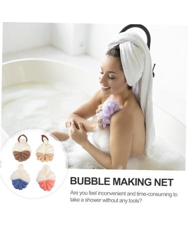 4pcs Bath Flower Shower Sponge - Mesh Bath Ball Pouf Scrubber Set for Relaxing Bubble Baths - Buy Online on GoSupps.com