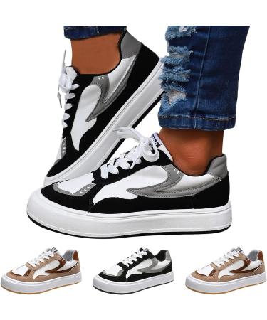 Platform Sneakers: Colorblock Lace-Up Casual Shoes for Women & Men - Black - Buy Online on GoSupps.com