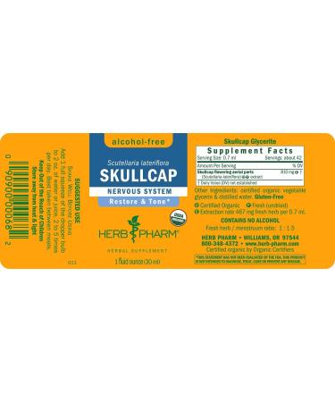 Organic Skullcap Liquid Extract - Herb Pharm 1 Fl Oz | Nervous System Support - Buy Online on GoSupps.com