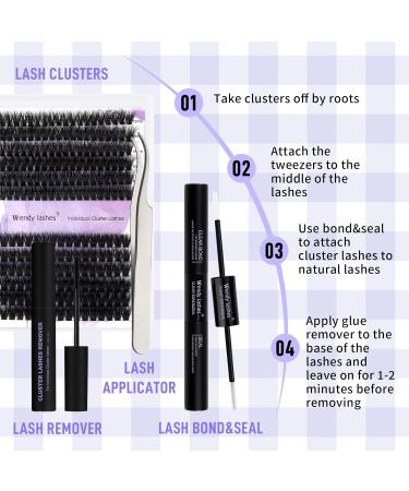 DIY Lash Extension Set | 3D Effect Eyelash Extensions Kit | 30D + 40D Mixed Clusters | 12-16mm with Glue | GJ-3D-60D + 80D-D Curl - Buy Online on GoSupps.com