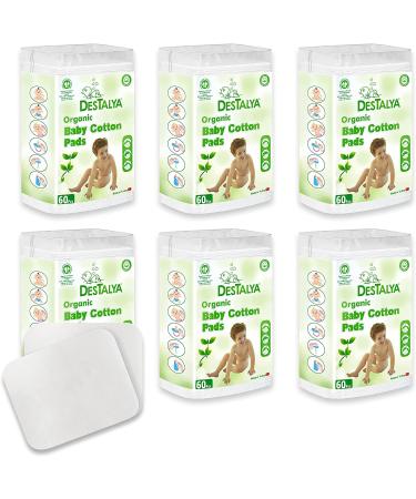 DESTALYA Baby Cotton Pads for Diaper Change - Large Cotton Squares for Sensitive Skin - Disposable Cleansing Wipes - Soft Washcloths for Personal Care, Makeup Removal (Organic Pads 360)