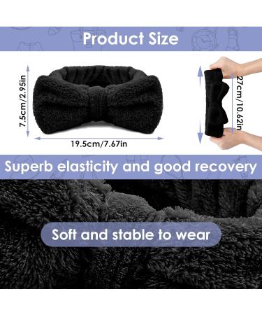Women's Molain Spa Headband - Black Bowknot Coral Fleece Elastic Hair Band for Makeup, Face Washing, Shower, Sports - Beauty Skincare Accessory - Buy Online on GoSupps.com