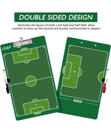 LEAP Soccer Clipboard Double Sided Design Premium Dry Erase Coaching Board Soccer Tactics Board for Coaches with Dry Erase Marker Pen Carabiner and Pen Holder - Buy Online on GoSupps.com