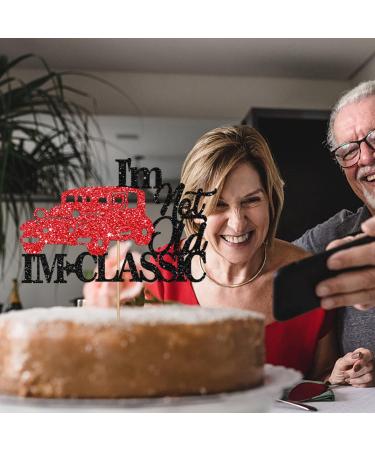 I m Not Old I m Classic Cake Topper Vintage Car Birthday Cake Topper Men Birthday Cake Decor Gentlemen 40th 50th 60th 70th 80th 90th Party Supplies Decoration - Red & Black Glitter - Buy Online on GoSupps.com