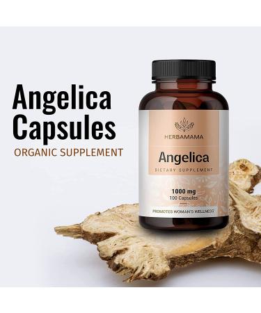 HERBAMAMA Angelica Capsules - Digestive Health, Heart & Blood Circulation Support - for Women with Dong Quai Root - Gluten Free, Vegan, Non-GMO - 1000mg 100 Caps - Buy Online on GoSupps.com