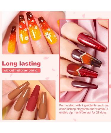 Lavender Violets 12 Pcs Dip Powder Nail Kit Starter 6 Colours Yellow Bright System Free Orange Temperature Change Dipping Powder System Liquid Set with Base & Top Coat Activator Nail Art Manicure M206 Amber - Buy Online on GoSupps.com