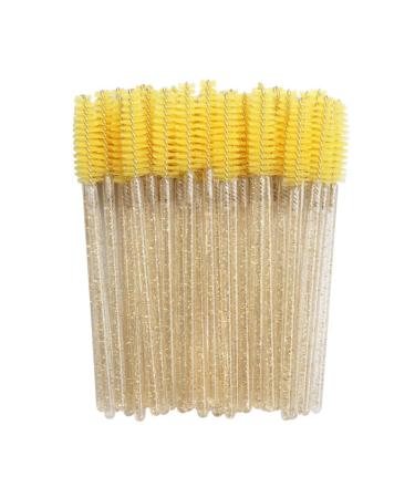 PJRYC 50pcs Eyebrow Mascara Applicateur Extension Extension Extension Eau DE Mains DE Maquillage Cristal POIGNES DE CYLASH Poisson (Handle Color : Yellow)