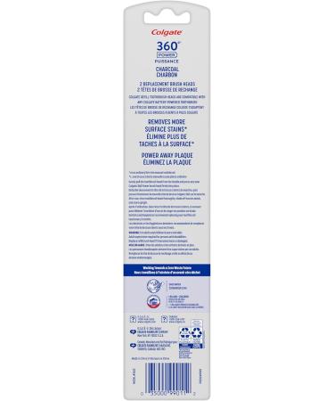 Colgate 360 Power Charcoal Replacement Toothbrush Heads - Soft Bristles & Rubber Polisher - 2 Pack for Any 360 Battery Toothbrush - International Shipping Available - Buy Online on GoSupps.com