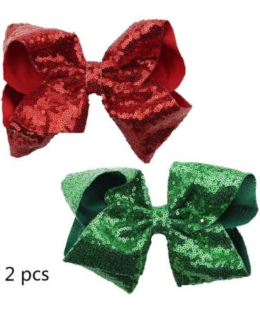 Tossens Party Hair Bow Clips - 2 Pieces Big Bling Glitter Ribbons for St. Patrick's Day - Buy Online on GoSupps.com