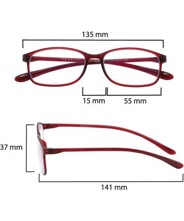 PROFLEX BluOptix Blue Light Blocking Computer Reading Glasses Red 3.0 Dioptres - Lightweight, Flexible, Scratch-Resistant Unisex Design (+0.0 to +4.0 Dioptre Options) - Buy Online on GoSupps.com