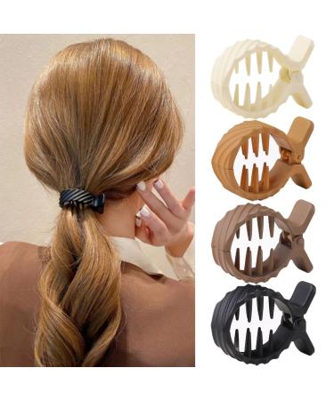 4 Pcs High Ponytail Gripper Hair Clips for Women Premium Ponytail Buckle Hairpin Shark Clips Hair Accessories for Women Thick Long Hair (Twill)