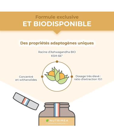 ASHWAGANDHA Organic - Patented Extract Standardized to 5% Withanolides - Physical & Mental Wellness Tone & Concentration - 600 mg - 90 Vegan Capsules - Nutrimea - Made in France - Buy Online on GoSupps.com