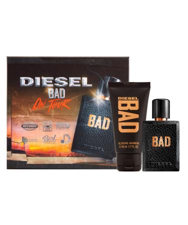 Diesel Bad 2 PC Men's Fragrance Gift Set Includes 1.1 Fl Oz Eau de Toilette + 1.7 Fl Oz Shower Gel
