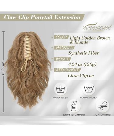 BARSDAR 30cm Short Wavy Ponytail Extension - Clip-In Multi-Layered Synthetic Hair for Women & Girls (Light Golden Brown & Blonde Mix) - Buy Online on GoSupps.com