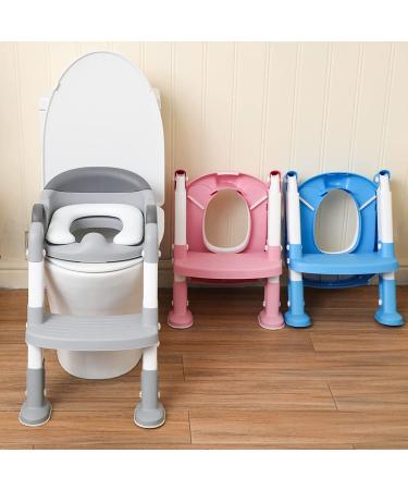 Potty Training Toilet Seat with Step Stool Ladder | for Boys and Girls | Toddler Kid Children | Handles and Padded Seat | Non-Slip Wide Step | Gray - Buy Online on GoSupps.com