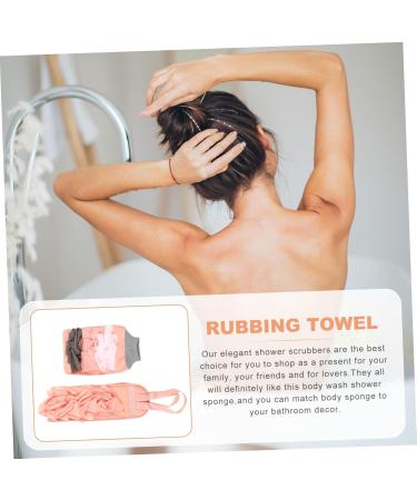 Hemoton 1 Set Bath Towel & Loofah Mitts - Pink Fiber Scrub Gloves & Body Puff - International Shipping Available - Buy Online on GoSupps.com