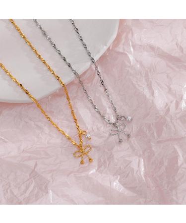 Oralgo Exquisite Hollow Bowknot Adjustable Necklace | Statement Trailer Necklace in Gold for Special Occasions - Buy Online on GoSupps.com