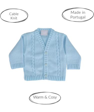 Baby Boys Blue Knit Cardigan - Made in Portugal - 0-3 Months - Buy Online on GoSupps.com