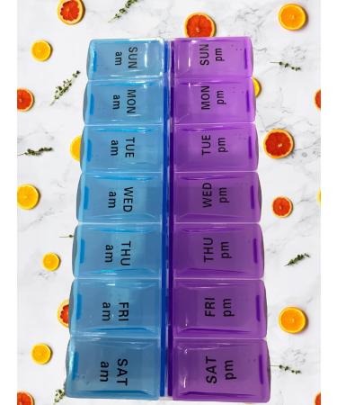 Weekly Pill Organizer | 14 Compartments Medicine Box | 7 Day Pillbox for Vitamins Fish Oil Supplements | Arthritis Friendly - Buy Online on GoSupps.com
