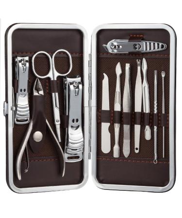 Manicure Set Nail Clippers Pedicure Tools - Grooming Kit Stainless Steel Nail File, Ear Pick, Eyebrow Tweezers,Blackhead Needle and Loop Romover,Peeling Knife,scissors, Cuticle Trimmer