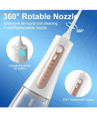 Water Dental Flosser - Cordless Oral Irrigator with 5 Modes 350ML Tank IPX7 Waterproof Portable & Rechargeable for Travel - Effective Teeth Cleaning Solutions - Buy Online on GoSupps.com