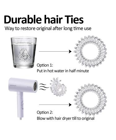 ADRIONE Clear Hair Ties - 12 Pack No Damage Elastic Bands for Thick Curly Hair - Buy Online on GoSupps.com