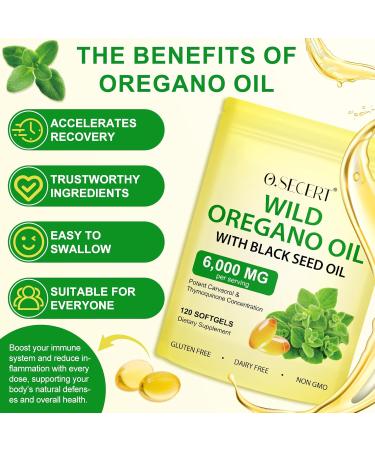 Oil of Oregano with Black Seed Oil - 6000mg Organic Oregano Oil Capsules 2-in-1 Oregano Supplement for Immune Health with High Carvacrol & Thymoquinone - Non-GMO Extra Strength Herbal Supplement - Buy Online on GoSupps.com