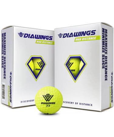 Diawings Max Distance Golf Balls for Maximum Distance, Anti Slice, Low Spin, Straight Shots | Half Dozen X 2, 12 Balls | White, Pink, Orange, Yellow