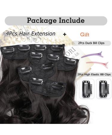 Yddm Dark Brown Clip In Hair Extensions - 24 inch Synthetic Full Head Set for Women - Affordable and Realistic - 4pcs - Buy Online on GoSupps.com