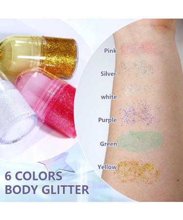 DAGEDA Body Glitter Gel - Roll-on Holographic Face and Body Shimmer Gel with Sequins and Gems - White Glitter Makeup for Rave and Festivals - Buy Online on GoSupps.com