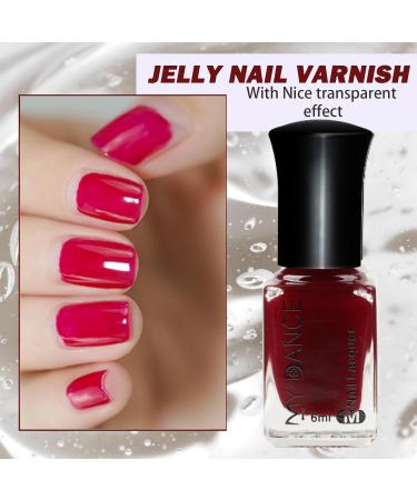 Jelly Nail Polish Clear Red Nail Polish Translucent Quick Dry & High Gloss Nail Varnish No Need Cure Gel Nail Polish Non Toxic Formula Milk Sheer Nail Paint DIY Home Manicure (6ml) GD017 - Buy Online on GoSupps.com