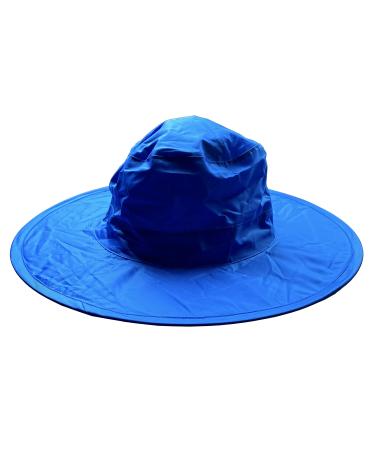 Twist-and-Fold Rain Hat, Unisex, 15 inch Diameter Brim Royal Blue