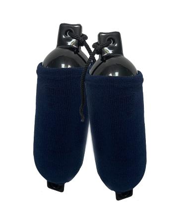 BTG Gear G4/G5 Marine-Grade Fleece Boat Fender Bumper Covers, Pair/Set of 2 in Navy Blue- for Double Eye Ribbed Fenders, Stretchable up to 20 to 30 inches Long G5 (8.8" x 26.8") - TWO PACK