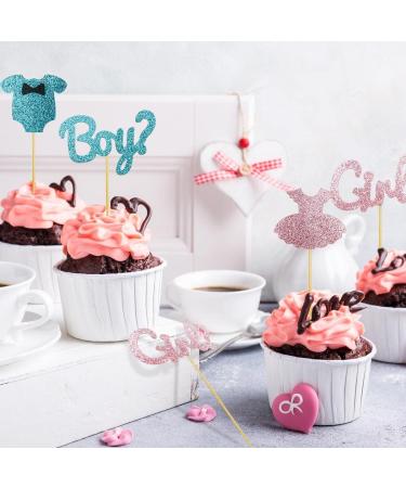 Sundecor 36Pcs Glitter Boy or Girl Cupcake Toppers Gender Reveal Party Decors Bling Pink or Blue Onesie Jumpsuit Cupcake Picks Cake Decorations for Celebrating Baby Shower Kids Birthday Party Supplies 06 Boy Or Girl - Buy Online on GoSupps.com