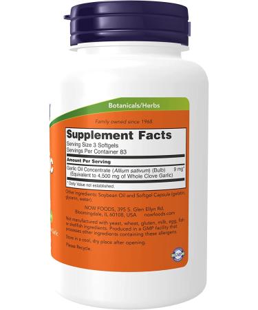 Now Foods Garlic Oil 1500 mg - 250 Softgels for Heart Health & Immunity - Buy Online on GoSupps.com