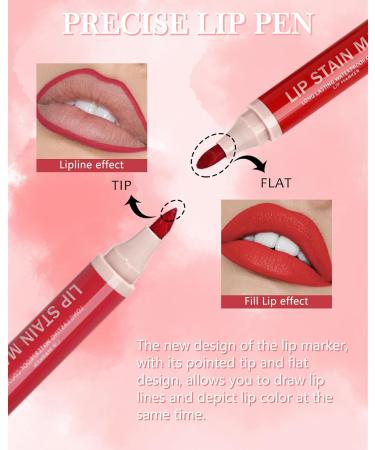 Lip Stain Marker Pen-1Pcs Berry Pink Hydrating Lip Stain Liquid Lip Liner Pencil Matte Color Look Longlasting Waterproof Smudgeproof Natural Finish Precise Chisel Tip Smooth Makeup Gift for Women-01 01# - Buy Online on GoSupps.com