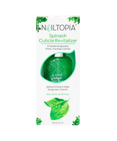 Nailtopia - Cuticle Revitalizer - Invigorates Tired Cracked Cuticles - Plant-Based Non Toxic Bio-Sourced Strengthening Superfood Treatment - Spinach Extract (Clear) - 0.41 oz Spinach Cuticle Revitalizer 0.41 Ounce (Pack of 1)