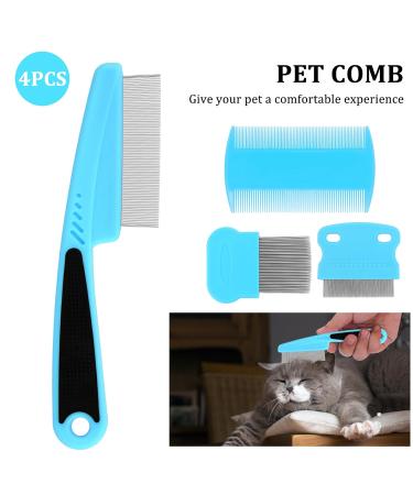 Molain Cat Dog Flea Comb Set - 4-Piece Pet Grooming & Tear Stain Remover Comb (Light Blue) - International Shipping Available - Buy Online on GoSupps.com