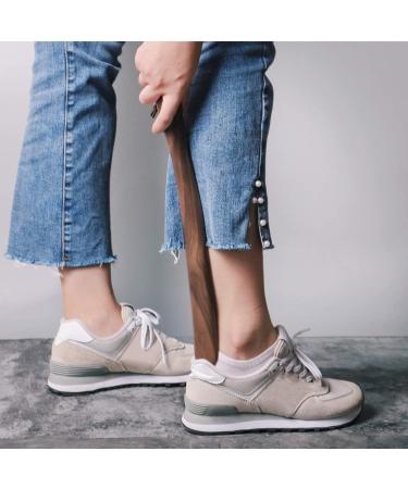 Muso Wood 15in Shoe Horn Long Handle for Seniors, Men, Women, Kids, Pregnancy - Walnut Wooden Shoehorn - Ergonomic Design - Buy Online on GoSupps.com