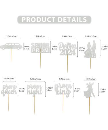 40Pcs Sliver Prom Cupcake Topper Prom Decorations for Party 2024 Prom Graduation Cupcake Topper 2024 Graduation Decorations Class of 2024 Prom Party Decorations 2024 - Buy Online on GoSupps.com